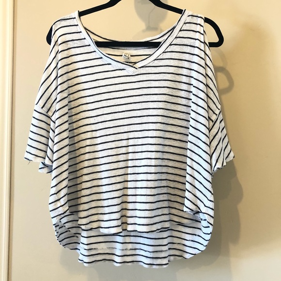 Free People We The Free Striped Cold Shoulder Top - Picture 2 of 5